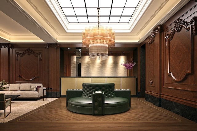 common area with ornamental molding