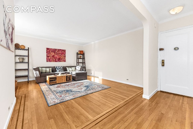 living room featuring wood-type flooring