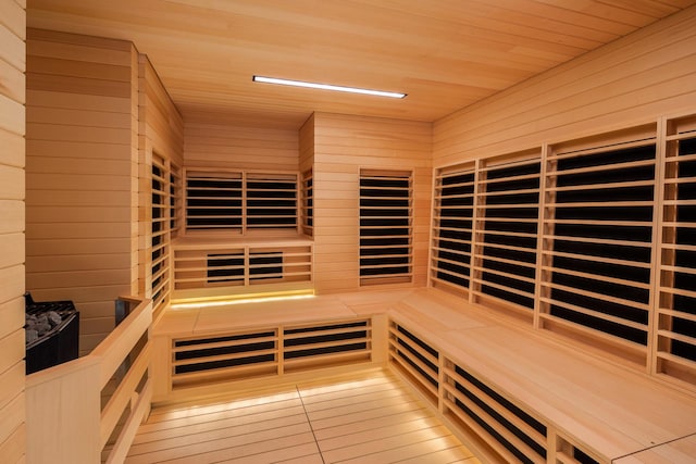 252 S St Unit 76E, New York City, NY 10002 - sauna with wooden ceiling and tile patterned flooring