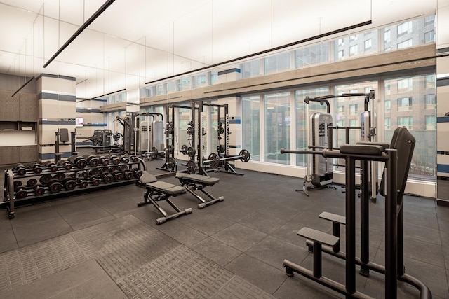 252 S St Unit 76E, New York City, NY 10002 - gym featuring a high ceiling