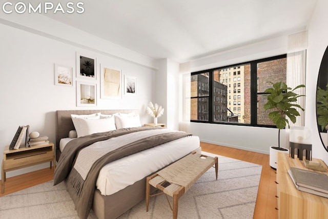 bedroom featuring light hardwood / wood-style flooring