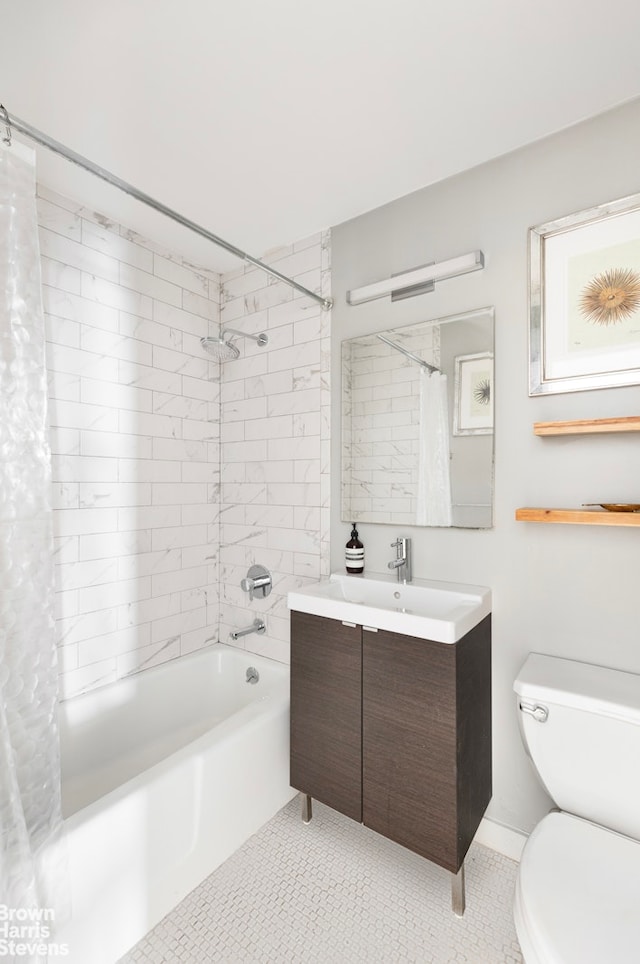 9 Barrow St Unit 2J, New York City, NY 10014 - bathroom with shower / bath combo, vanity, and tile patterned floors