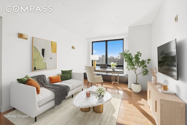 living room with light wood-type flooring