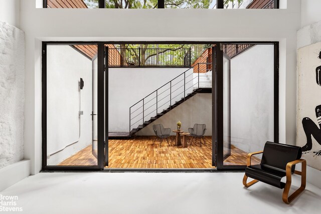 interior space featuring concrete floors