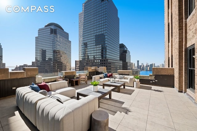100 Barclay St Unit 21Ad, New York City, NY 10007 - view of patio / terrace with a view of skyline and an outdoor living space
