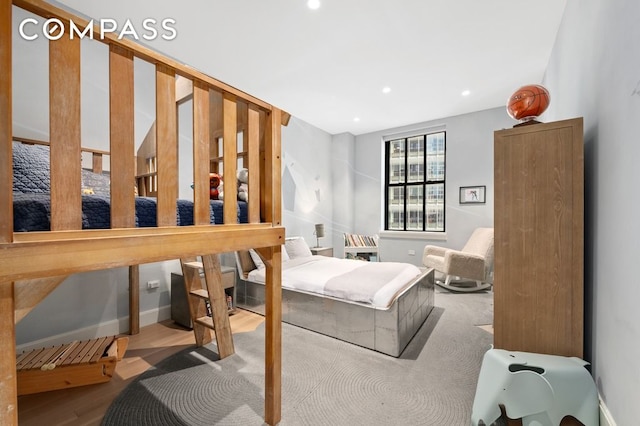 100 Barclay St Unit 21Ad, New York City, NY 10007 - bedroom with wood finished floors, baseboards, and recessed lighting