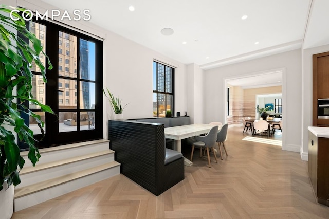 100 Barclay St Unit 21Ad, New York City, NY 10007 - dining area with healthy amount of natural light, recessed lighting, and baseboards