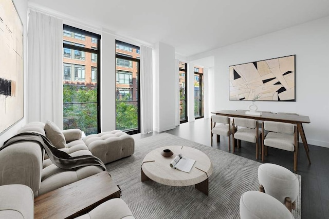 living room with a wealth of natural light and floor to ceiling windows