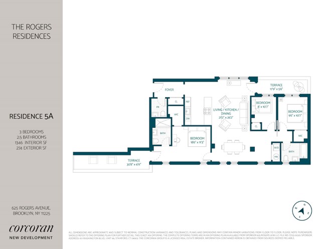 625 Rogers Ave Unit 5A, New York City NY, 11225, 3 bedrooms, 2.5 baths condo for sale