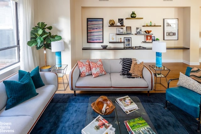 living room with wood-type flooring