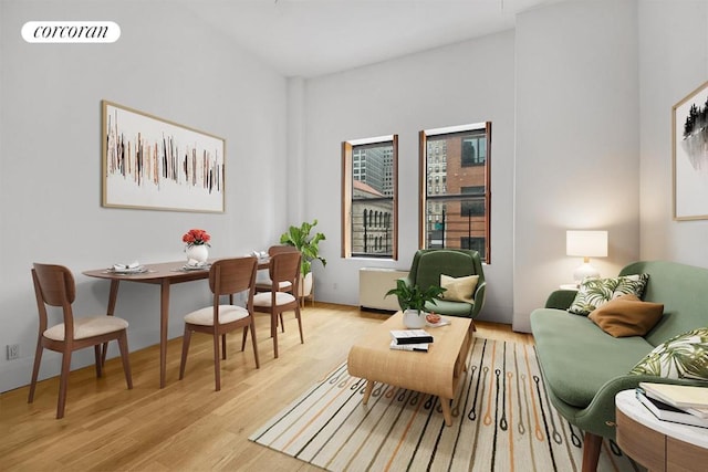 living area featuring light hardwood / wood-style floors