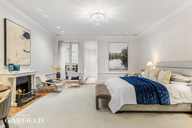 bedroom with ornamental molding