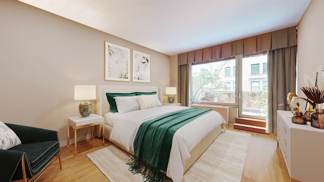 bedroom with light wood-style flooring