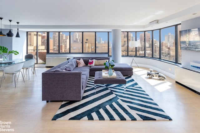 living room featuring light hardwood / wood-style flooring