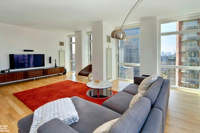 living room with light wood-type flooring