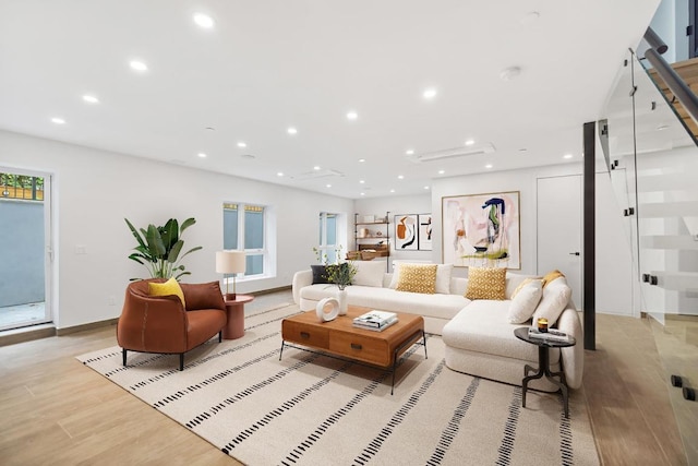 living room featuring light hardwood / wood-style flooring