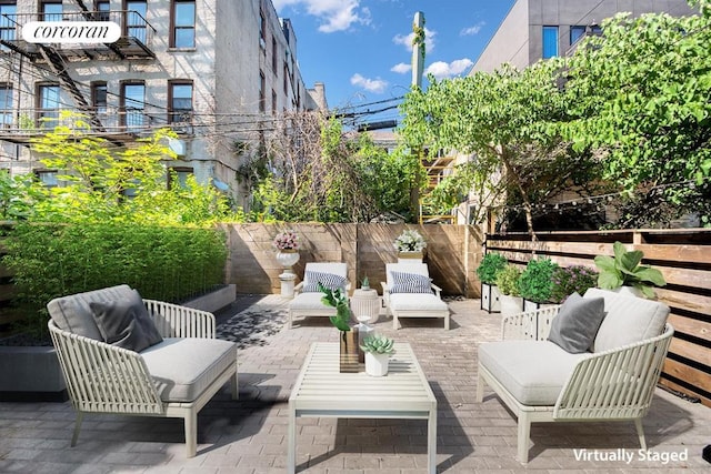 view of patio / terrace featuring an outdoor hangout area