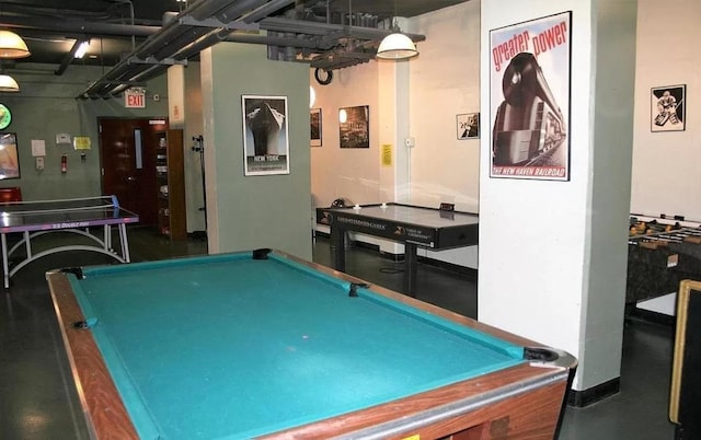 recreation room featuring pool table