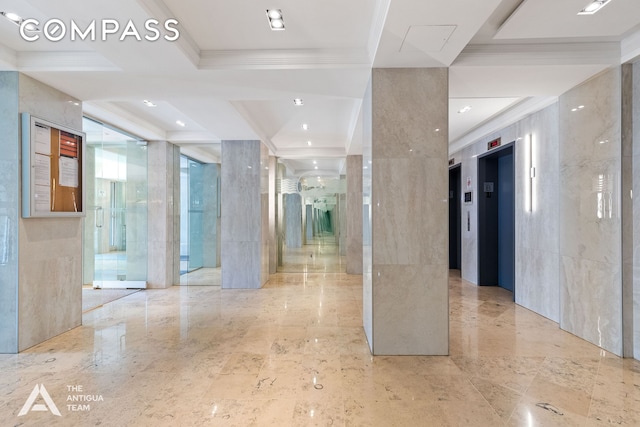 60 Oceana Dr W Unit 10A, New York City, NY 11235 - corridor with elevator and ornamental molding