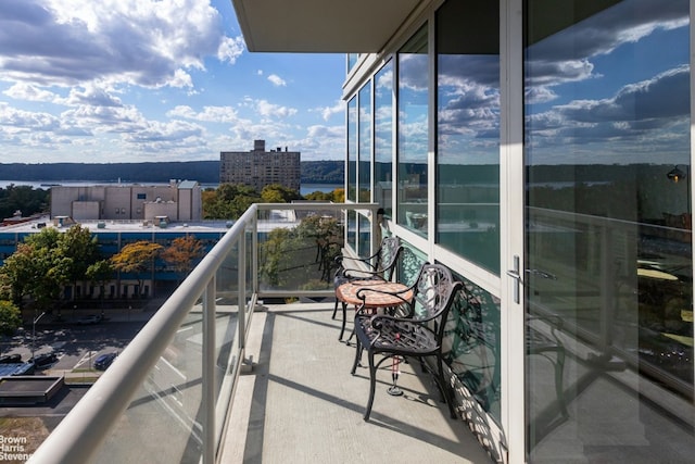 balcony with a view of city