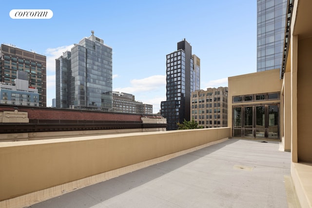 view of patio / terrace with a city view