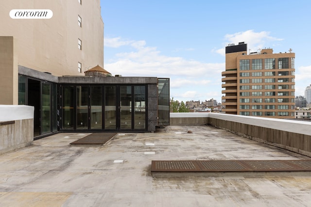 view of patio with a view of city