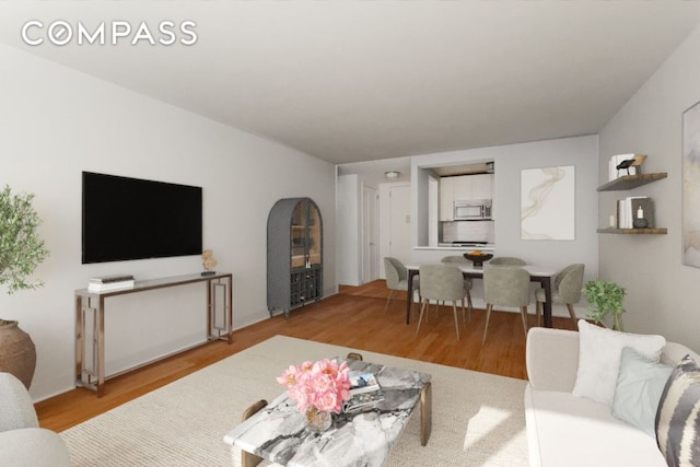 living room featuring wood-type flooring