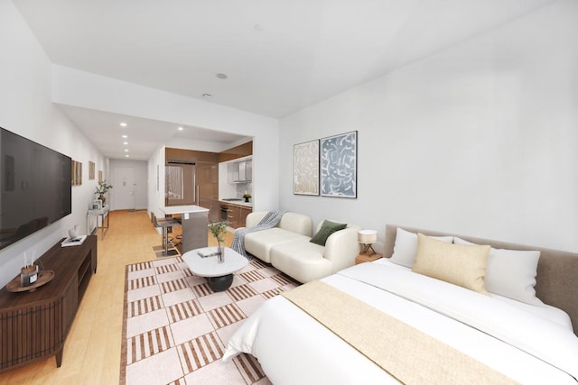 bedroom featuring light wood-type flooring