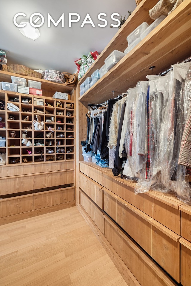 spacious closet with wood finished floors