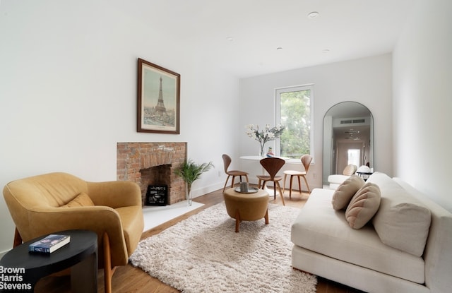 406 Greene Ave Unit 3, New York City, NY 11216 - living area with wood finished floors and a fireplace