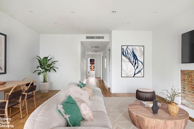 living room featuring light hardwood / wood-style floors