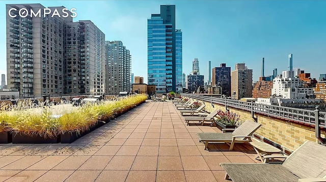 view of patio with a view of city