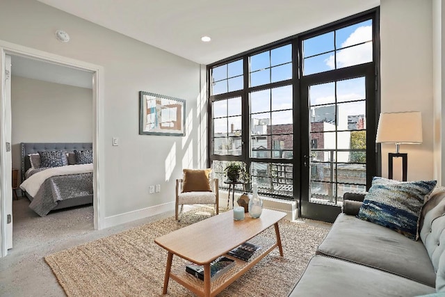 living room featuring a wealth of natural light