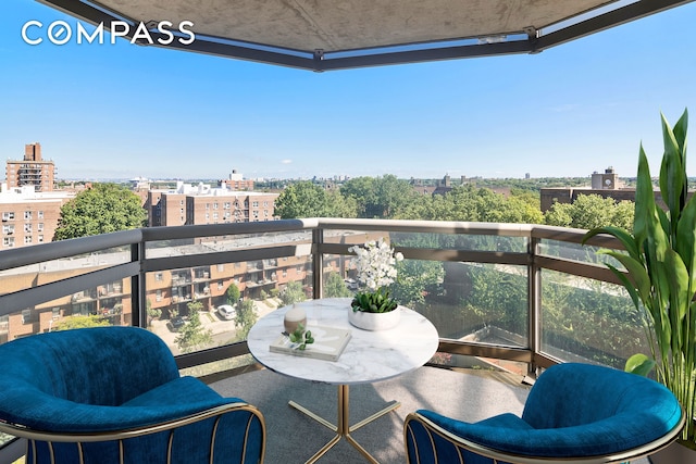 balcony with a view of city