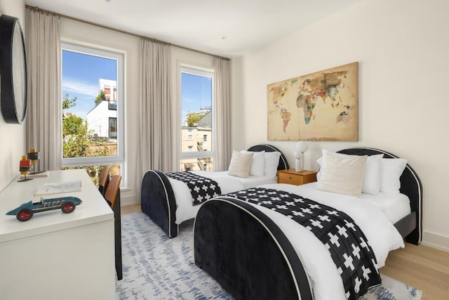 bedroom featuring light hardwood / wood-style flooring