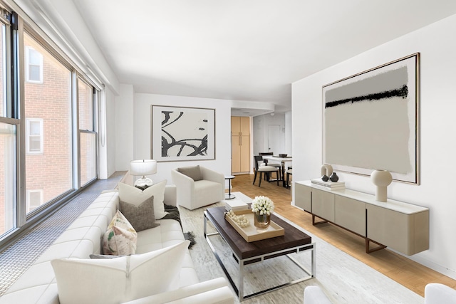 living area featuring light wood-type flooring