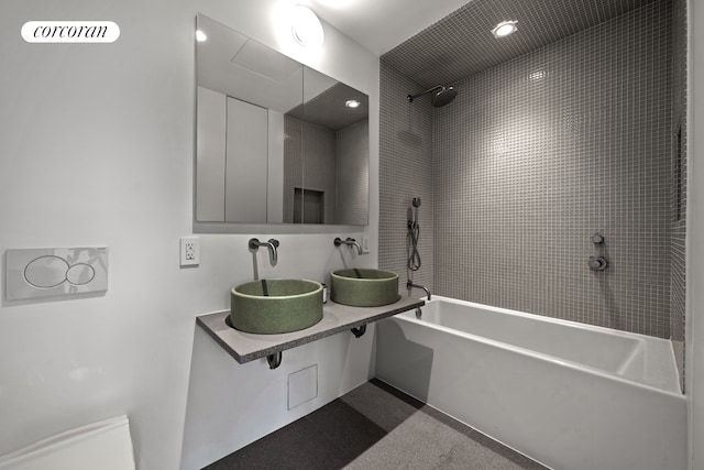 9 Chapel St Unit 8A, New York City, NY 11201 - full bath featuring double vanity,  shower combination, and a sink