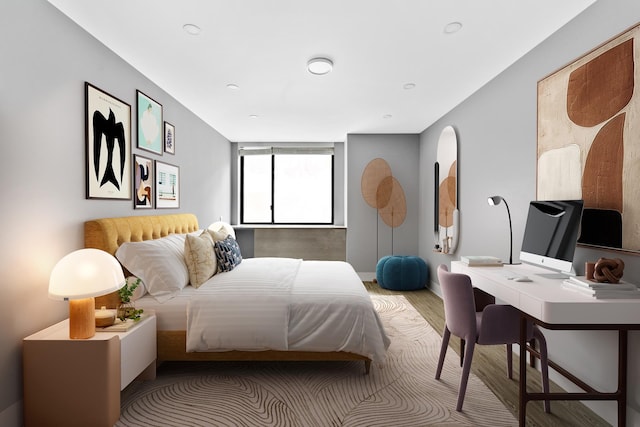 245 E 93rd St Unit 2E, New York City, NY 10128 - bedroom featuring wood finished floors, a desk, baseboards, and recessed lighting
