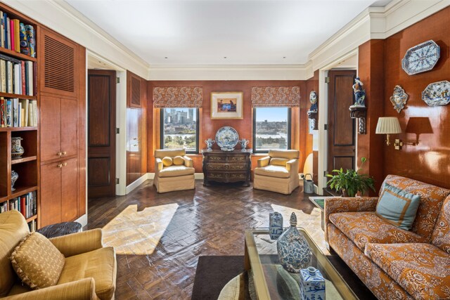 living room with wood-type flooring