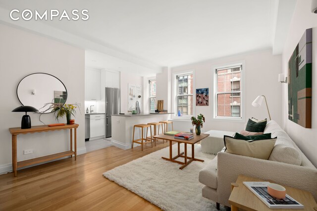 living room with light wood-type flooring