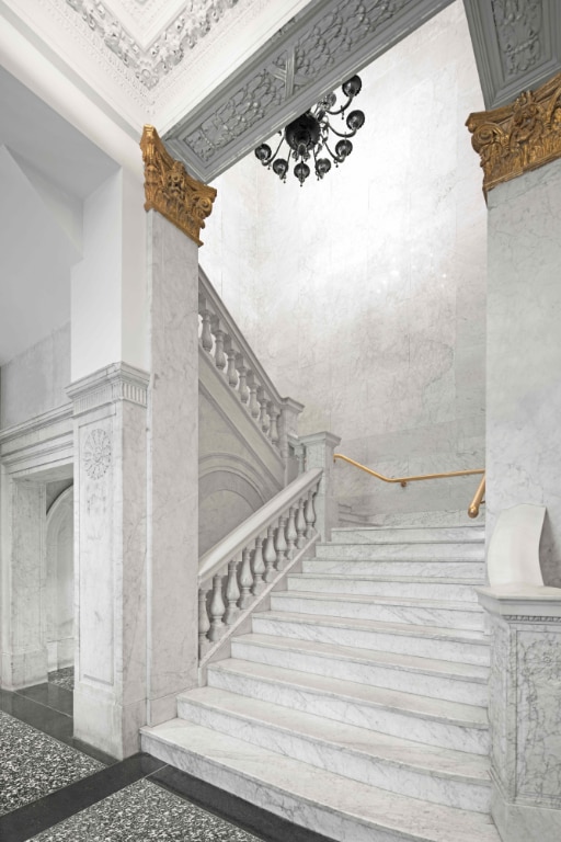 staircase with ornamental molding