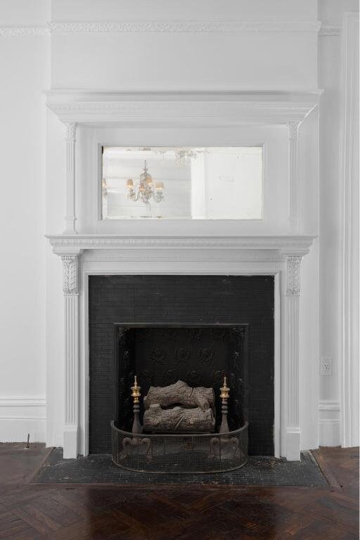 interior space with dark wood-type flooring