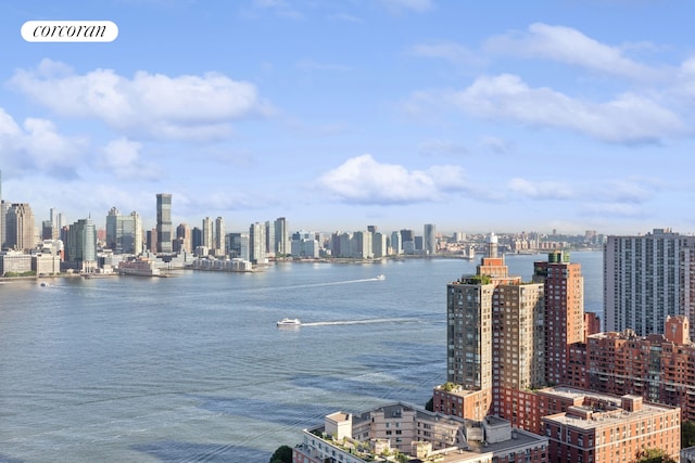 property view of water with a view of city