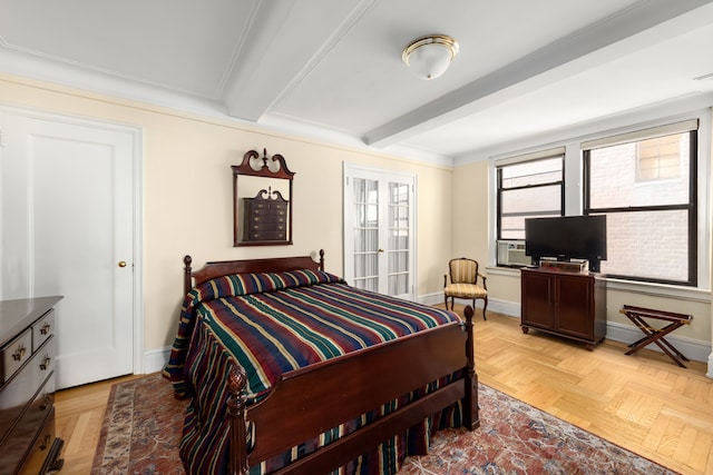 333 E 53rd St Unit 5Kl, New York City, NY 10022 - bedroom featuring beam ceiling and baseboards