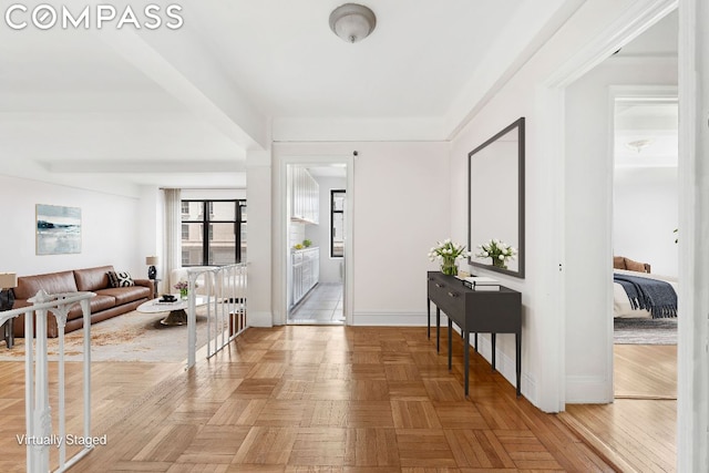 entrance foyer with parquet flooring