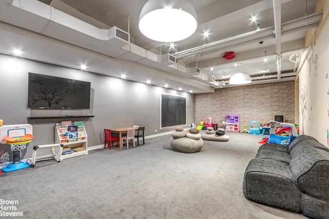 game room with carpet flooring