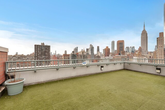 view of patio with a view of city