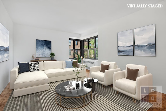 266 E Broadway Unit B606, New York City, NY 10002 - living room featuring radiator heating unit