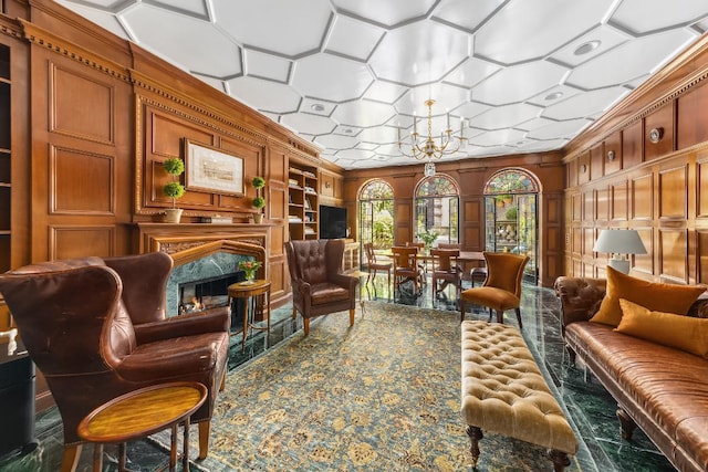 interior space with light tile patterned floors and backsplash