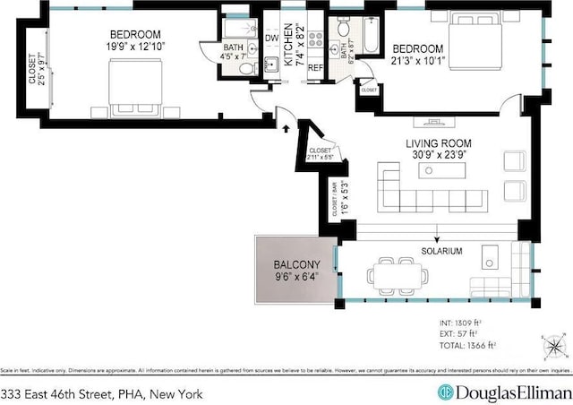 333 E 46th St Pha, Pha, New York City NY, 10017, 2 bedrooms, 2 baths condo for sale